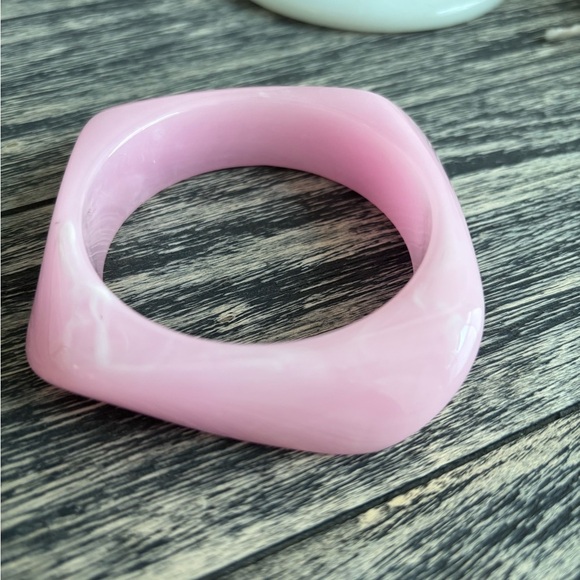 Pink Square Bangle Bracelet - Picture 2 of 2